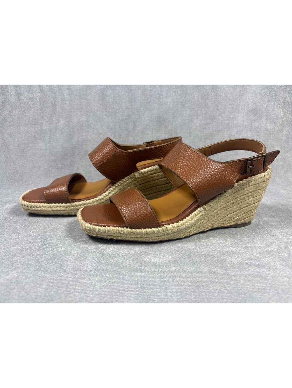 SoftWalk Women's Brown Leather Espadrille Wedge Sandals Size 7